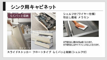 LIXILのキッチンのらくパッと収納のサンプルの写真