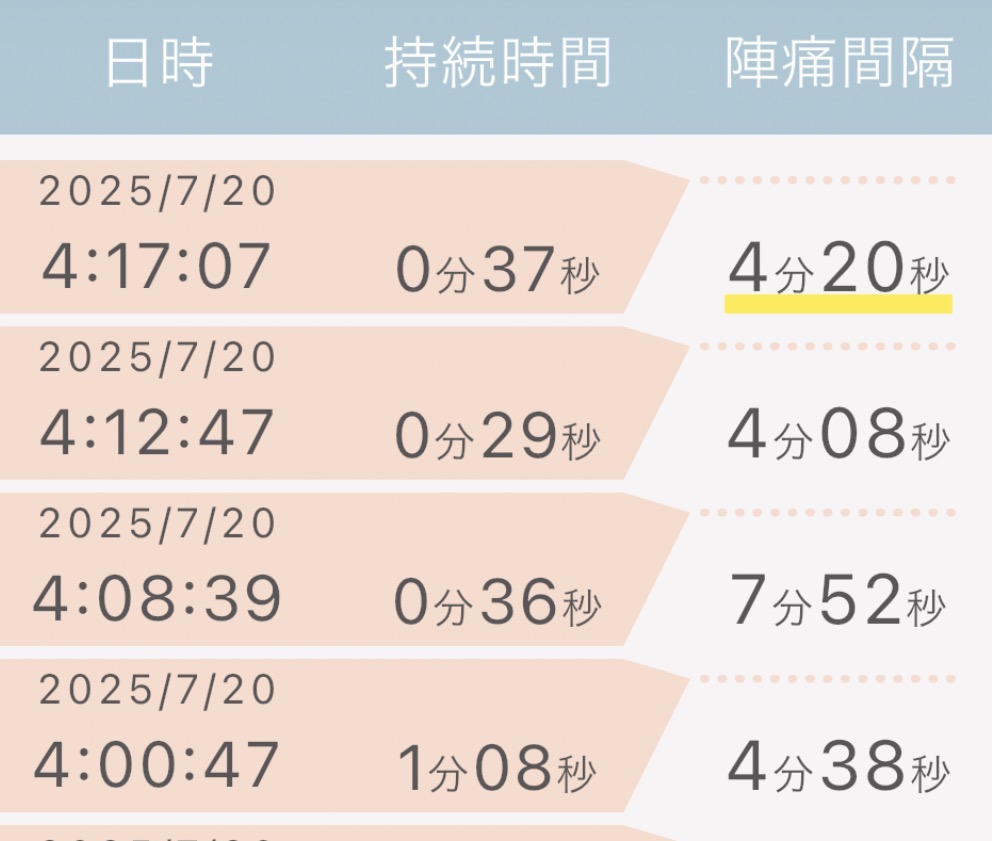 本陣痛の時の陣痛タイマーのキャプチャ2
