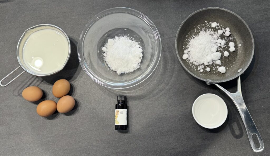 ヘルシオで作るプリンの材料一式